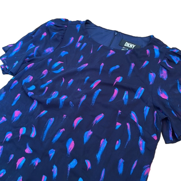 DKNY Printed Flare-Sleeve Godet Trapeze Mini Dress Size 4 - Picture 2 of 6